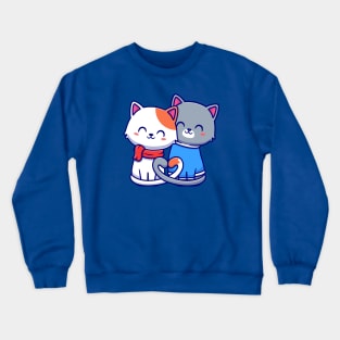 Couple Of Cat Cartoon Crewneck Sweatshirt